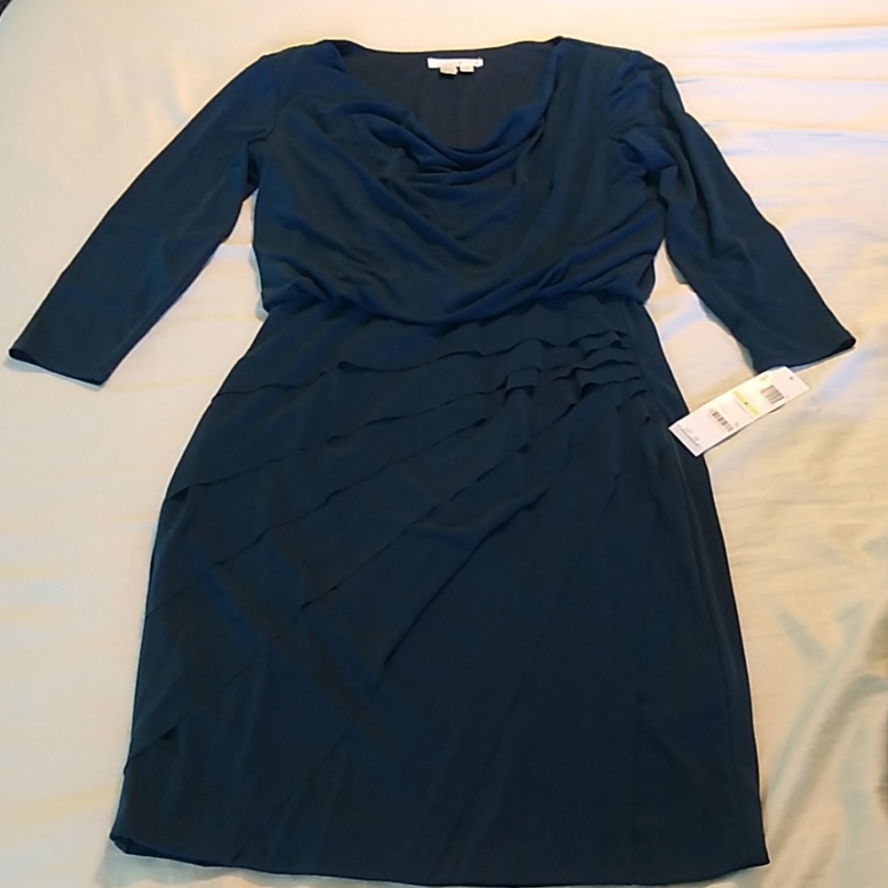 NWT London Times dark teal dress, sz 4